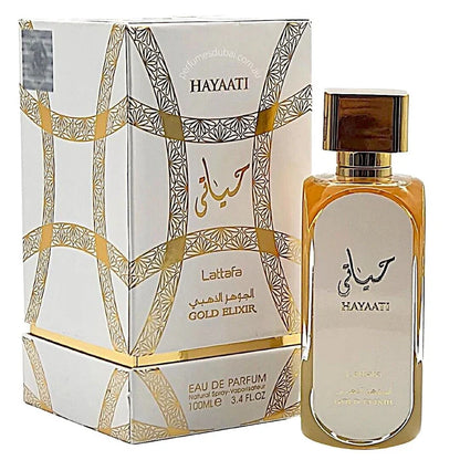 Hayaati Gold Elixir Perfume Spray by Lattafa Vetiver Bergamot Musk Amber 100ml